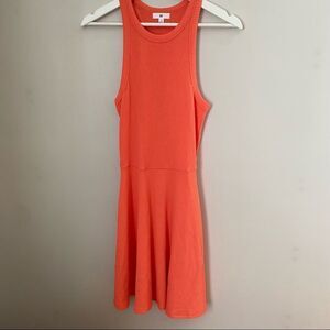 BP Dress A-Line Bright Orange Ribbed Sleeveless Casual Pockets